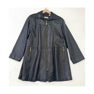 VINTAGE EVAN DAVIES GENUINE LEATHER COAT Size 12 | 100% Lambskin